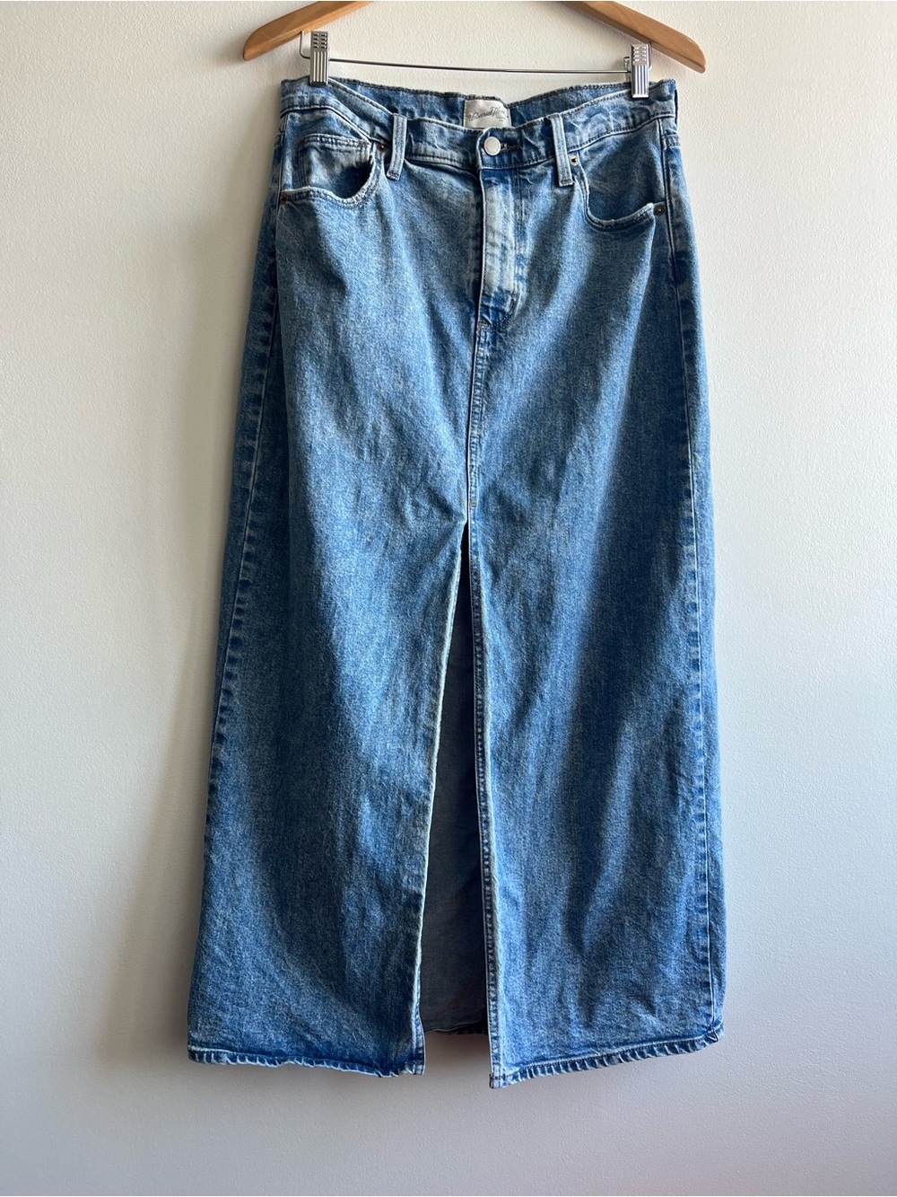 Denim Maxi Skirt Front Slit | Boho Y2K | Casual 90s Style Sz 10